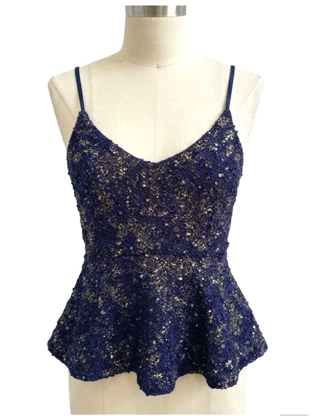 Vintage Y2K Metallic Sequin Top Boucle Peplum Party Clubwear Charlotte Russe M